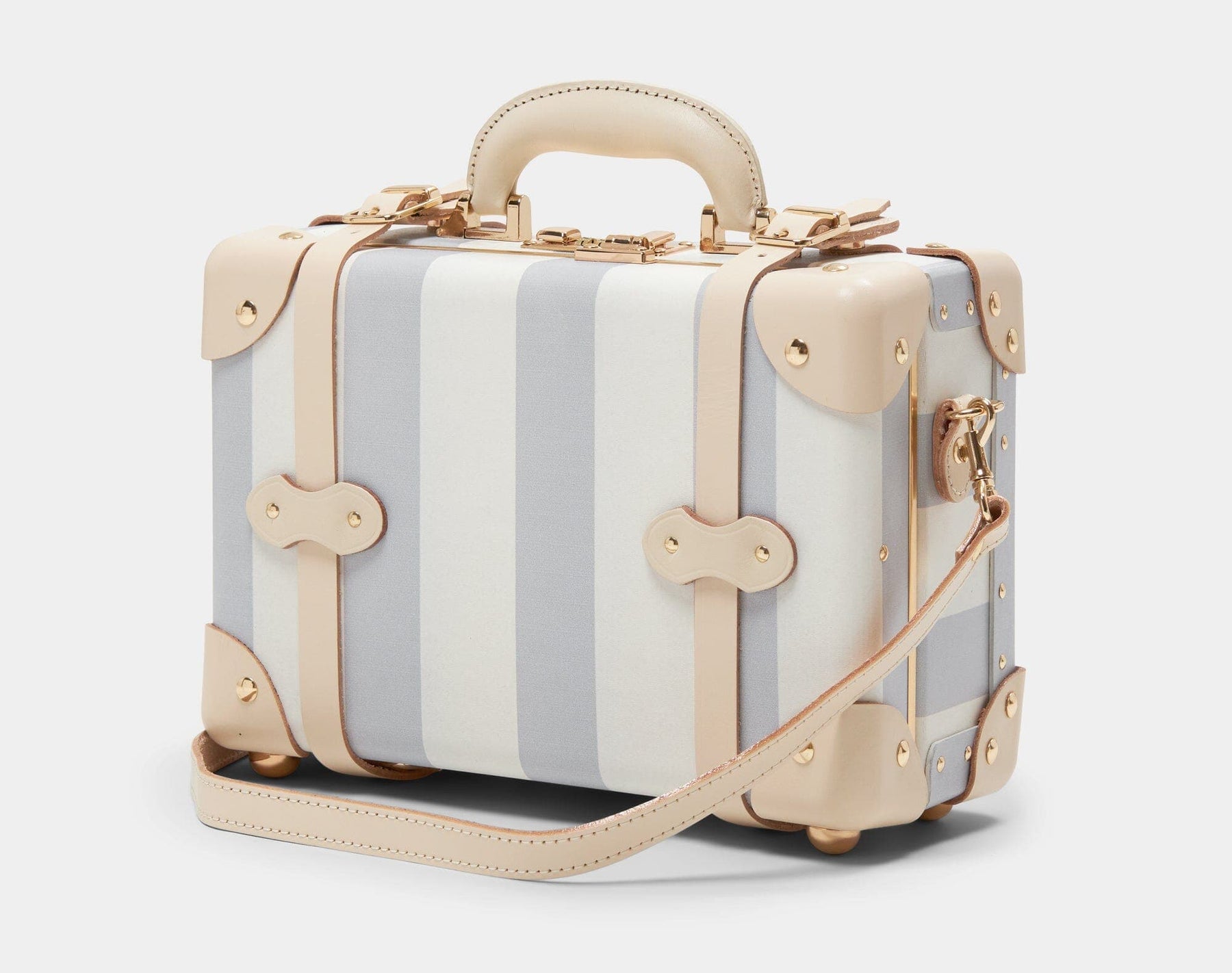Angled product view of the vanity Illustrator fibreboard suitcase in blue-stripe