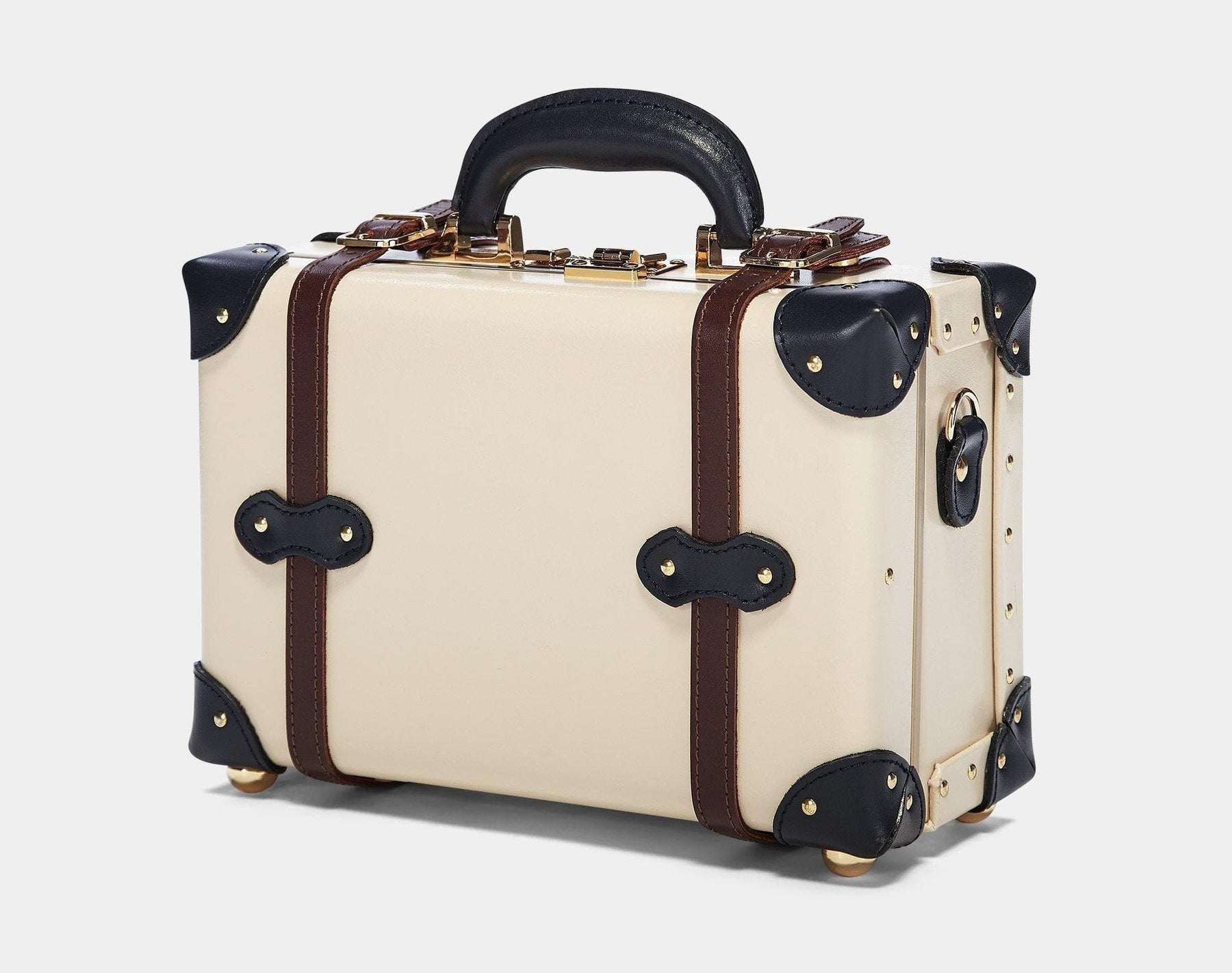 Angled product view of the vanity Architect leather suitcase in cream
