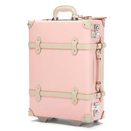 Angled product view of the carry-on Botanist fibreboard suitcase in pink