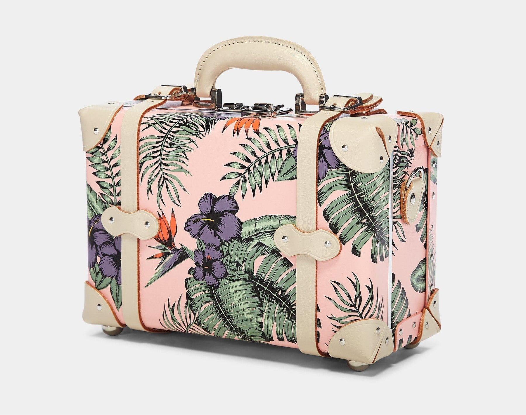 Angled product view of the vanity Botanist fibreboard suitcase in pink