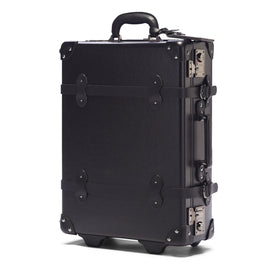 Angled product view of the carry-on Industrialist fibreboard suitcase in  black