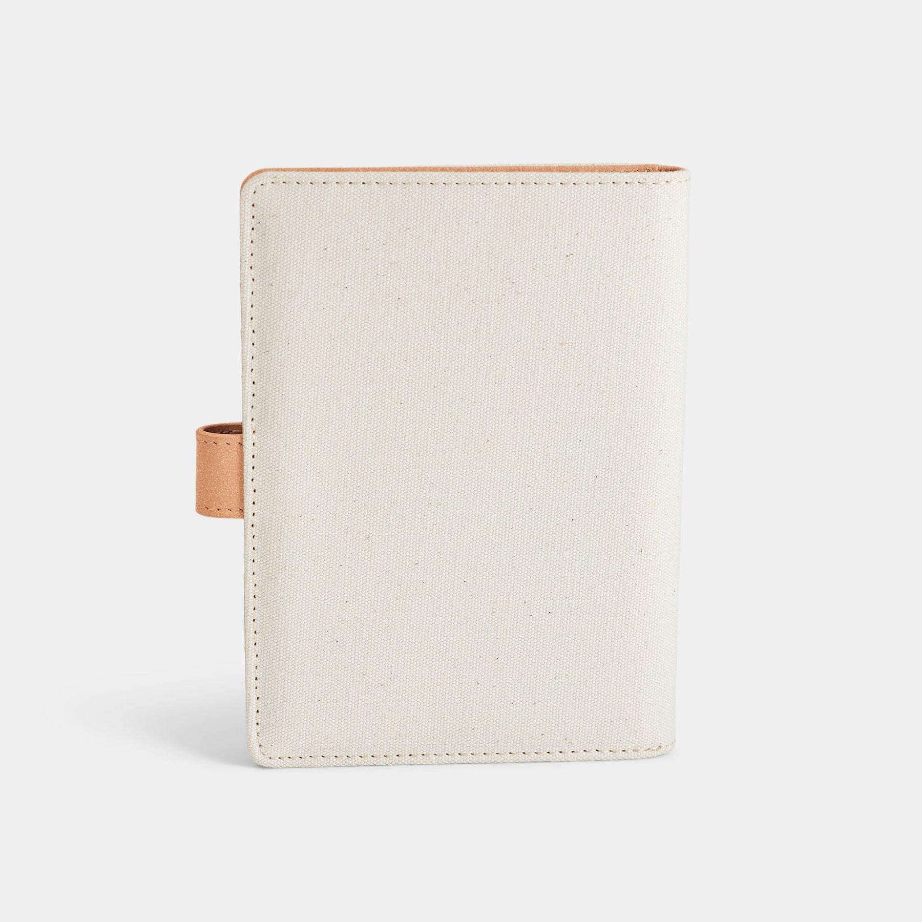 Back product view of the Navigator leather passport holder in white with desert glitter trim