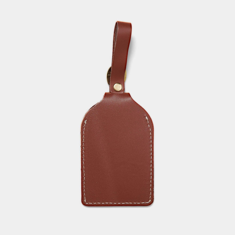 british brown leather luggage tag back