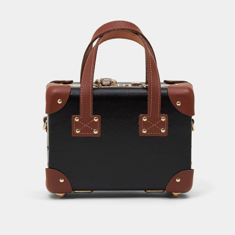 Product view of the mini Diplomat leather handbag in black