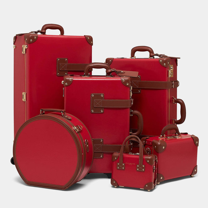 Classic luggage set of The Diplomat leather suitcase in red