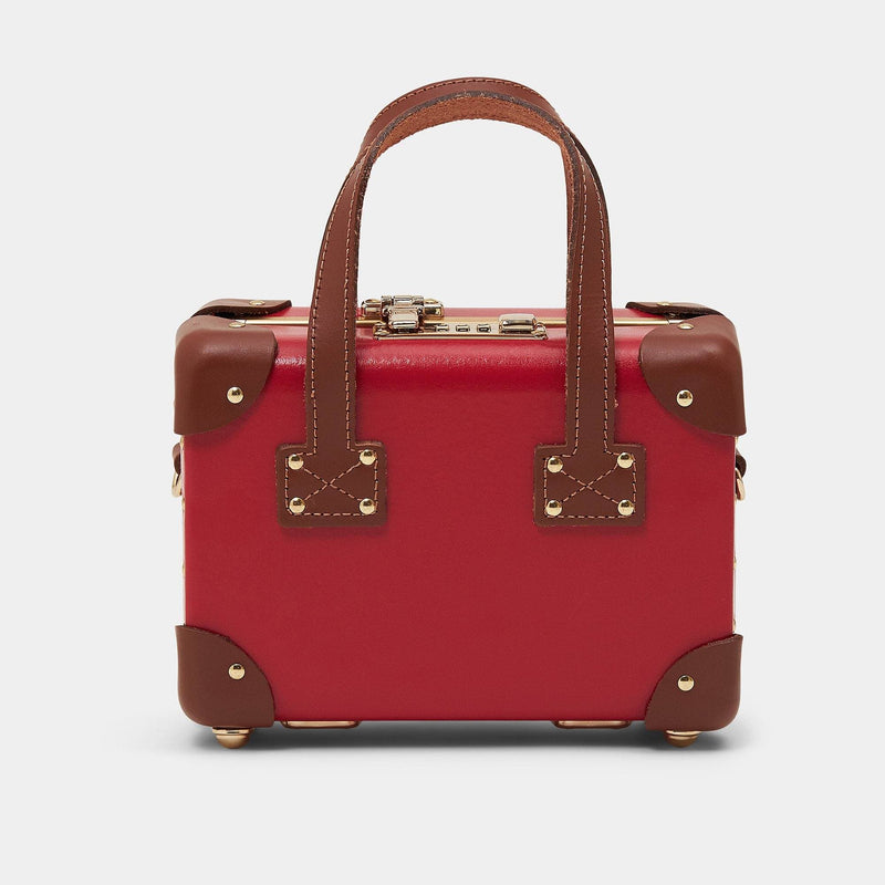 Product view of the mini Diplomat leather handbag in red