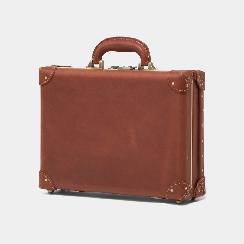 Angled product view of the briefcase Pioneer leather suitcase in brown