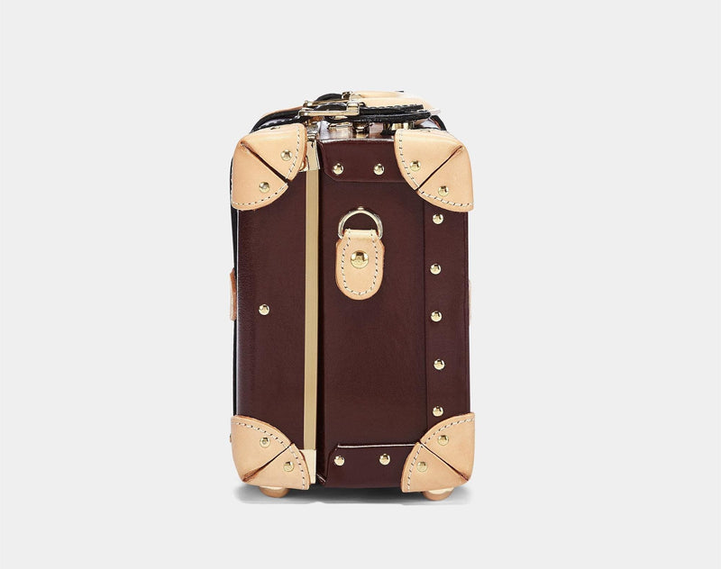Side product view of the vanity Architect leather suitcase in burgundy