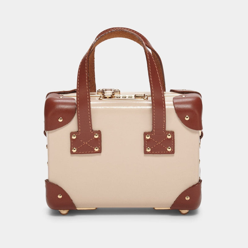 Product view of the mini Diplomat leather handbag in cream