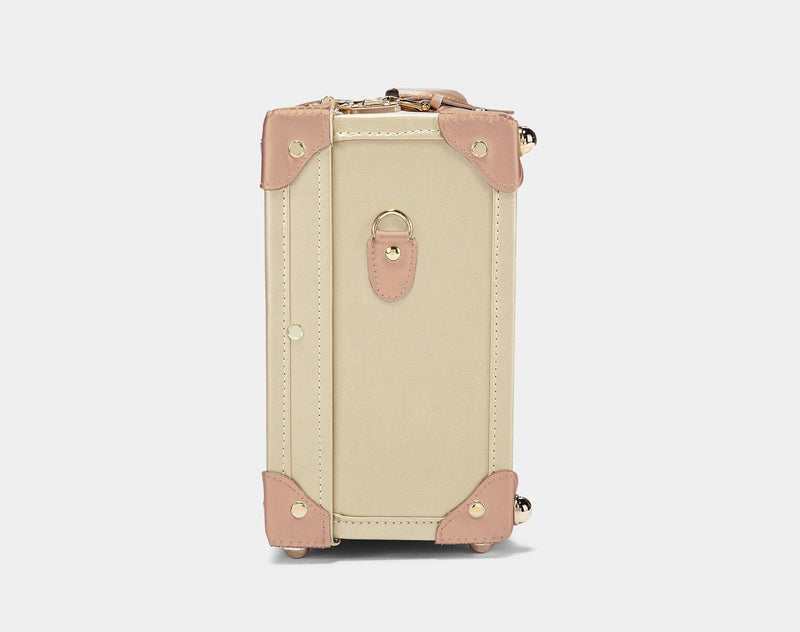 Side product view of the overnighter Alchemist vegan leather suitcase in  gold